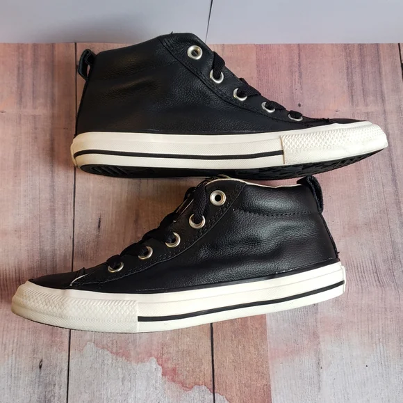 Leather Black Converse Junior Sneakers - Picture 13 of 16